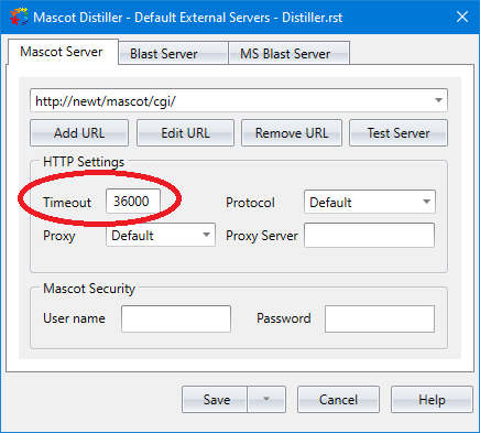 Mascot Distiller external server dialog timeout settings