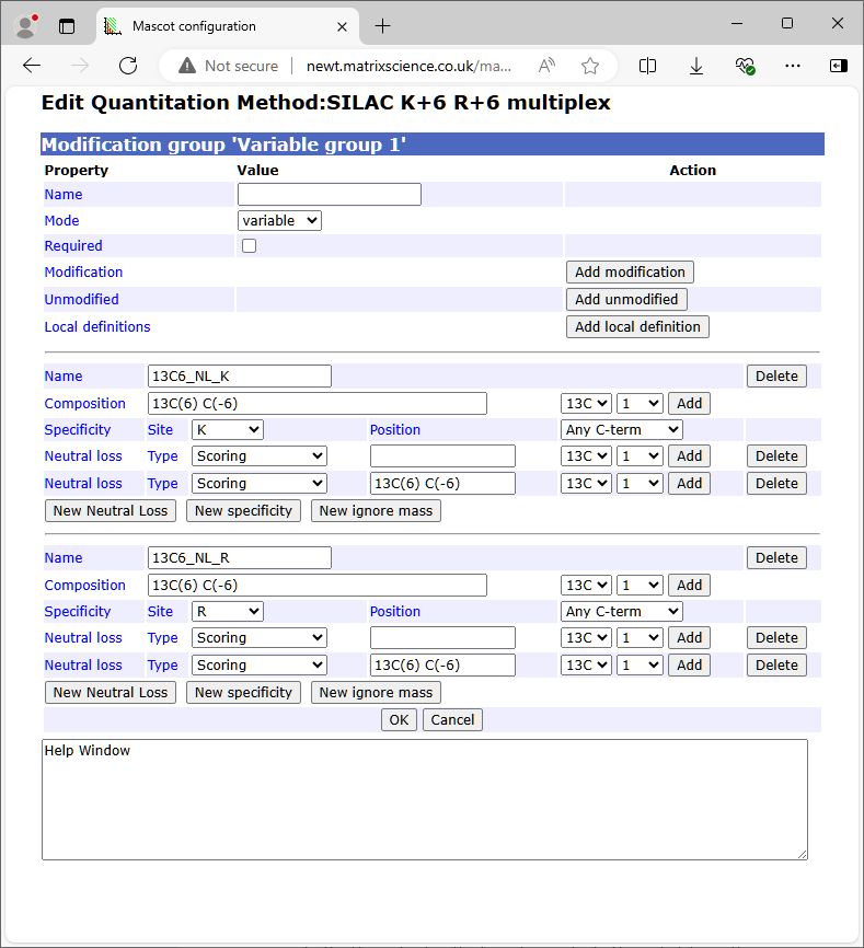 Quantitation method editor with local definitions