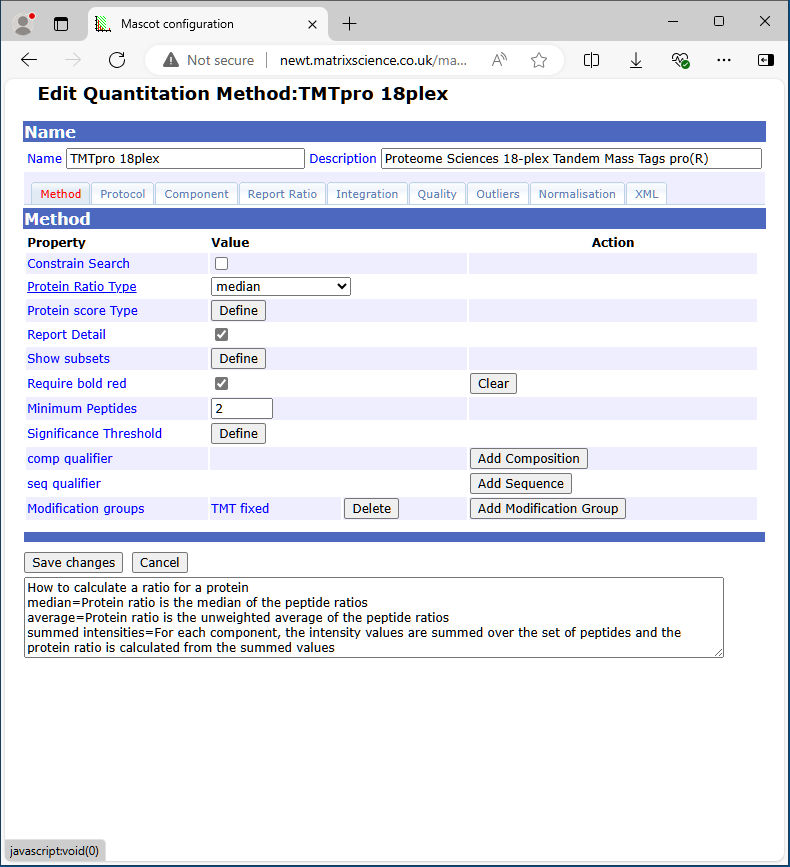 Quantitation method editor